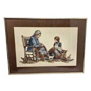 Grandma's Quilt Finished Cross Stitch Framed Alice Taylor 1991 Leisure Arts 2115